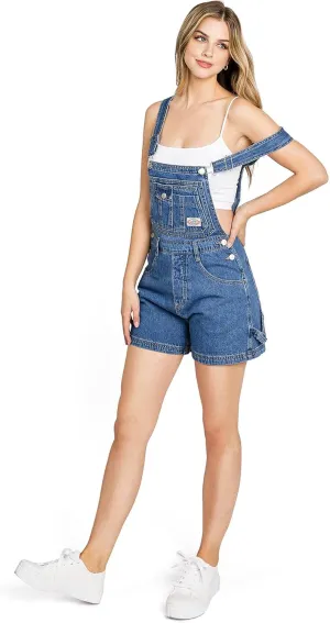 90s Retro Revolt Utility Denim Twill Romper Short Overalls