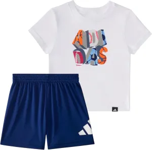 adidas baby-boys Short Sleeve Cotton Tee Shirt and Logo Short Set