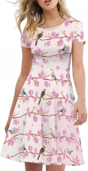 AFPANQZ Dresses Women Summer Short Sleeve Scoop Neck Flared Swing Hawaiian Tee