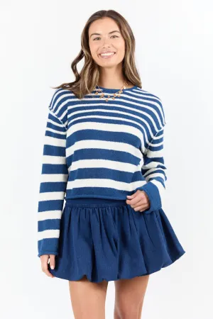 All Decked Out Navy Lightweight Striped Sweater