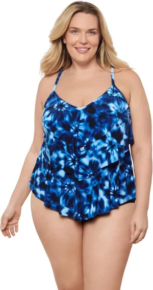 Aqua Green Women's Triple Tier Tankini Top
