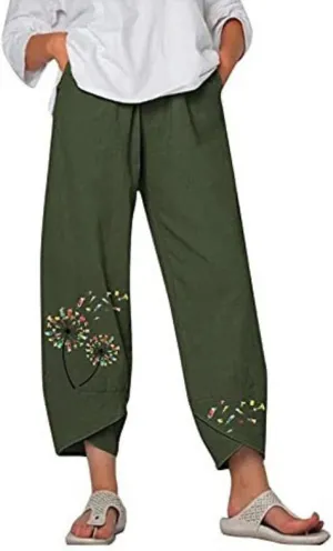 Bengbobar Linen Capris for Women Wide Leg Sweatpants Casual Capri Pants Baggy Palazzo Pants Cropped Summer Beach Trousers