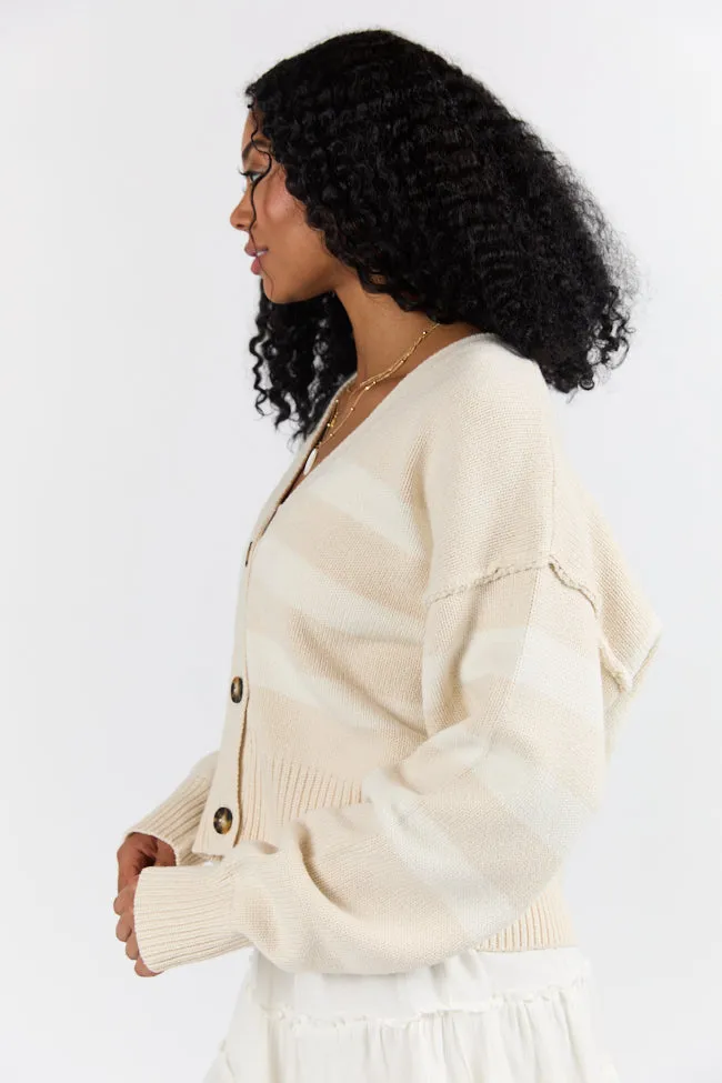 Beyond The City Beige and Ivory Striped Cardigan SALE