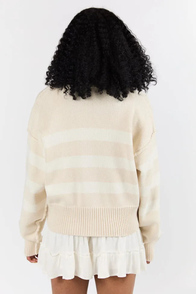 Beyond The City Beige and Ivory Striped Cardigan SALE
