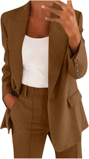 Blazer Sets Women 2 Piece Outfits Business Casual Outfits 2025 Dressy Casual Pant Suits Plus Size Wide Pants Suit Set