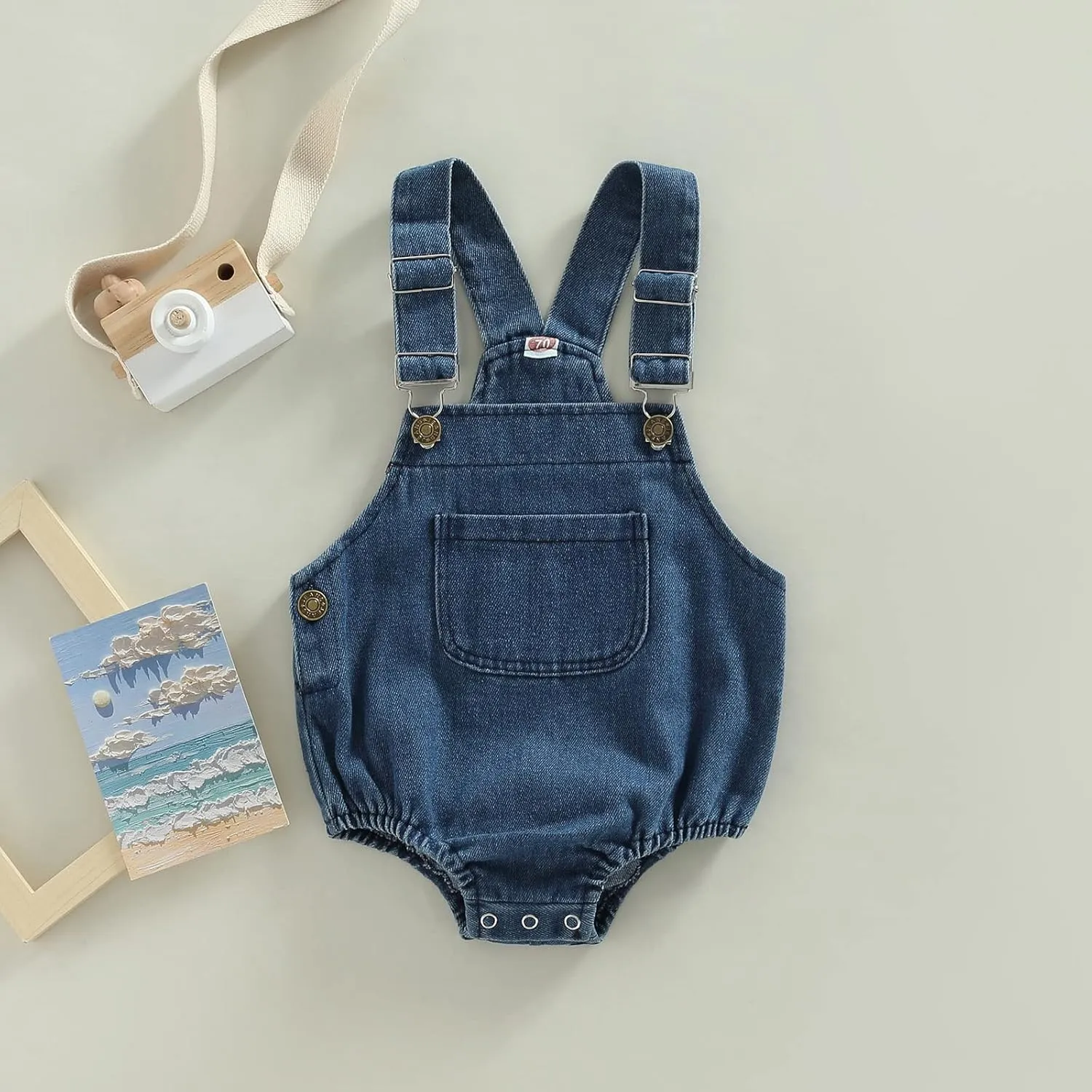 BULINGNA Infant Baby Boy Girl Denim Romper Sleeveless Straps Button Jeans Jumpsuit Unisex Baby Jeans Overalls Summer Clothes
