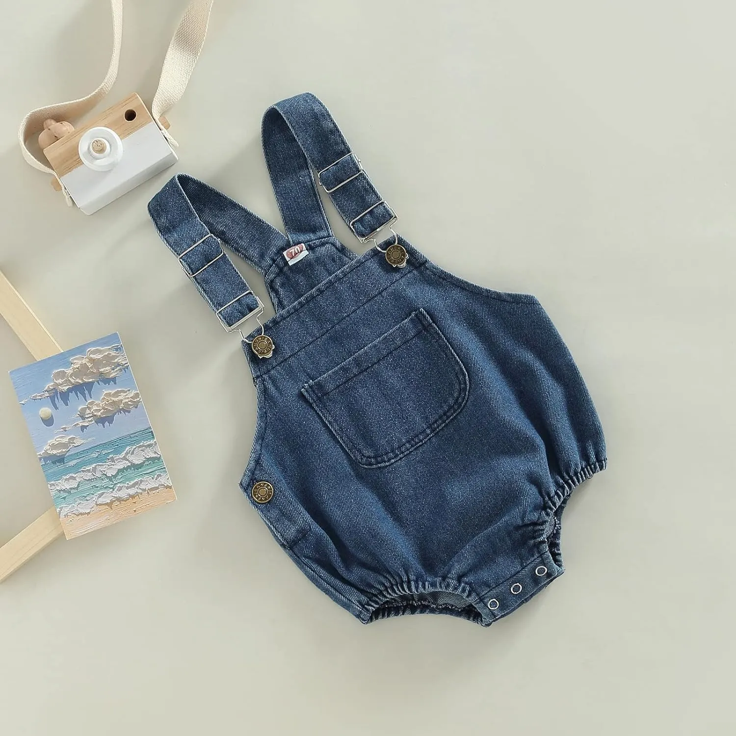 BULINGNA Infant Baby Boy Girl Denim Romper Sleeveless Straps Button Jeans Jumpsuit Unisex Baby Jeans Overalls Summer Clothes