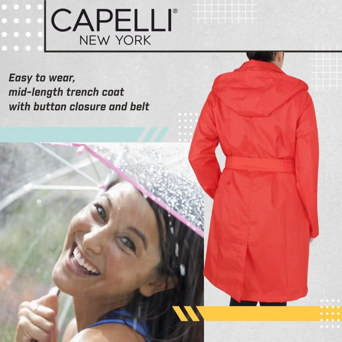 Capelli New York Ladies Rain Slicker with Removable Hood
