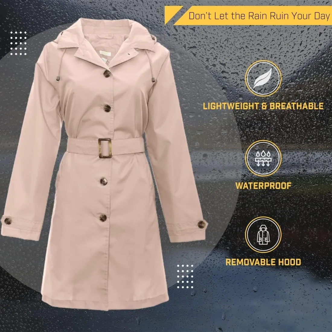 Capelli New York Ladies Rain Slicker with Removable Hood