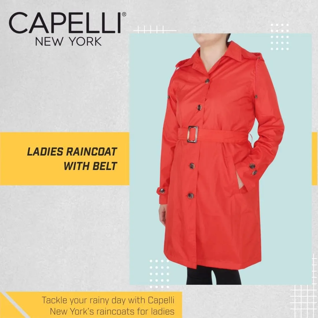 Capelli New York Ladies Rain Slicker with Removable Hood