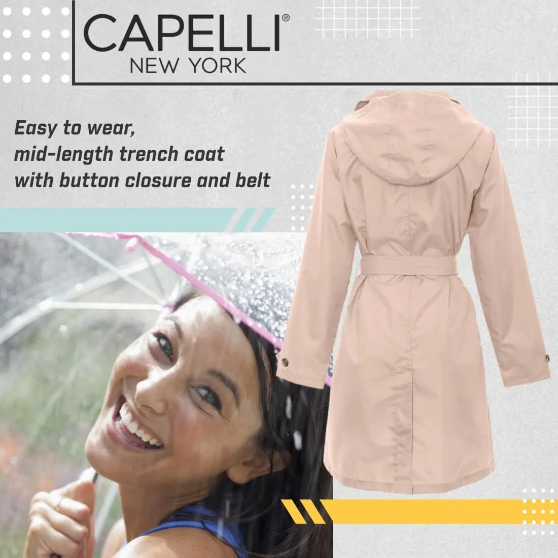 Capelli New York Ladies Rain Slicker with Removable Hood