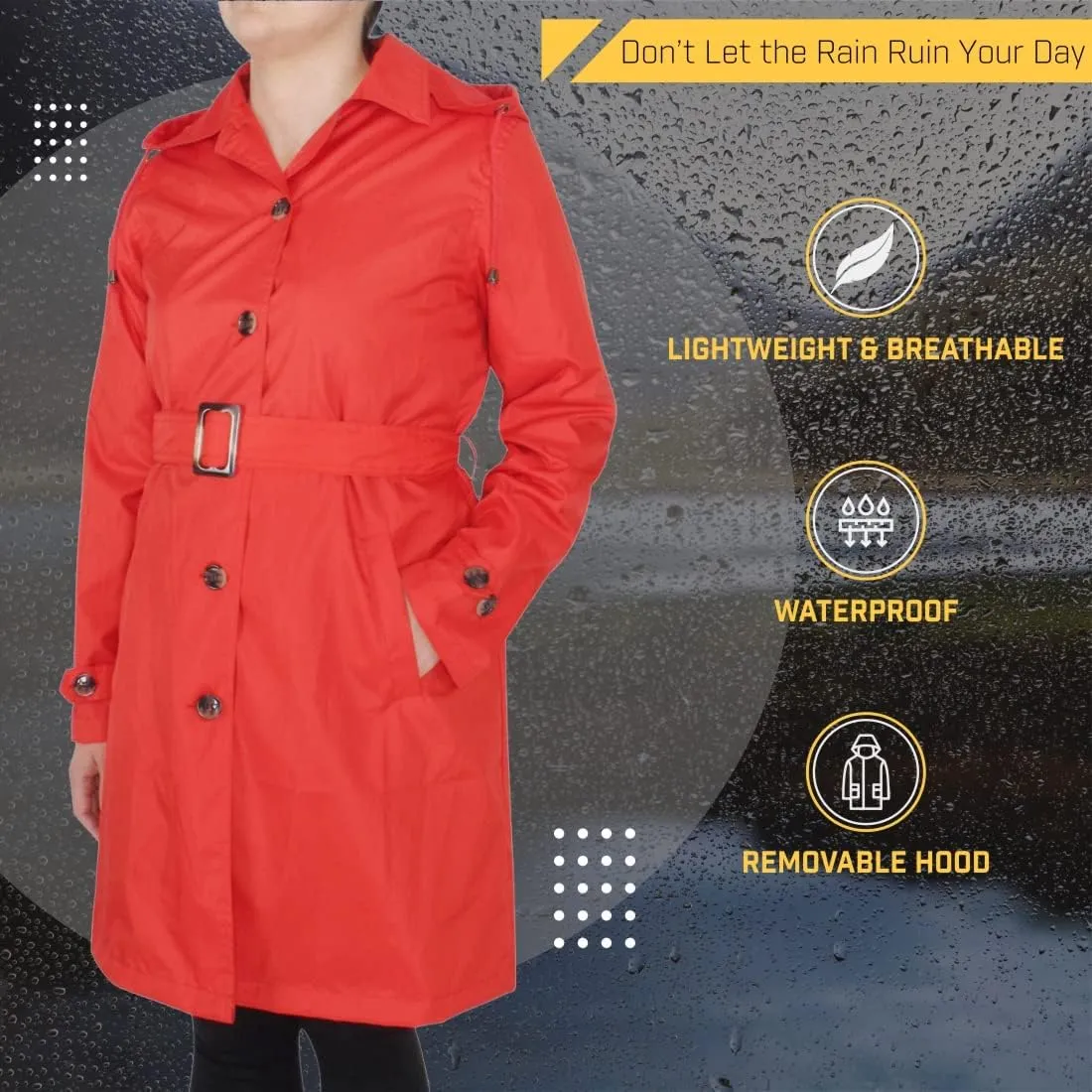 Capelli New York Ladies Rain Slicker with Removable Hood