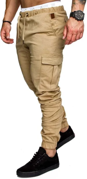 Cargo Pants for Men Drawstring Pants Slim Fit Casual Sweatpants Outdoor Lightweight Trousers Workout Sweat Pants
