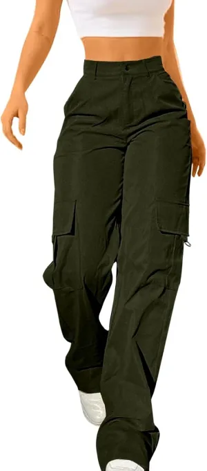 Cargo Pants for Women High Waisted Casual Pants Work Pants Baggy Stretchy Wide Leg Y2K Streetwear with Pockets