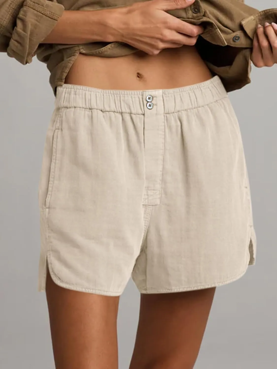 Cicy Bell Womens Summer Cotton Shorts Casual Elastic High Waisted Pleated Cute Trendy Comfy Beach Pants