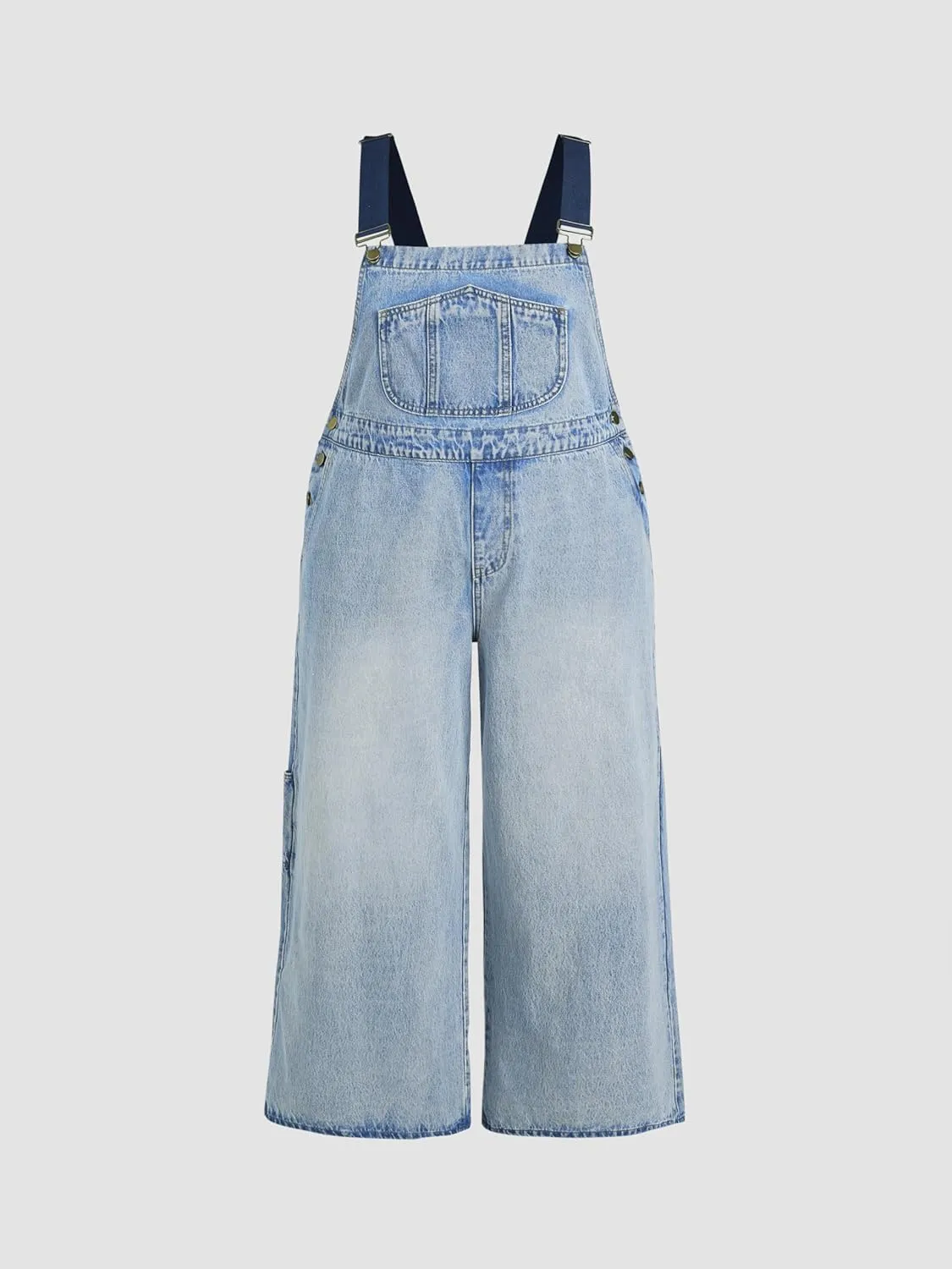 CIDER Womens Plus Size Denim Overall Bib Wide Leg Adjustable Strap Jean Jumpsuits with Pockets