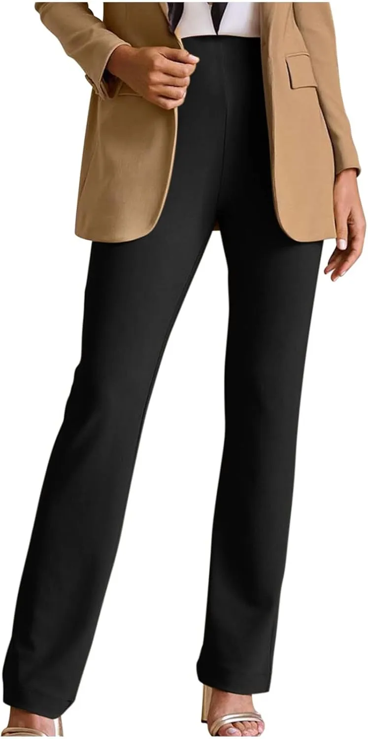 Ctreela Women High Waist Slacks Work Casual Slim Fit Dress Pants Flare Leg Bootcut Office Trousers Soft Leisure Pants