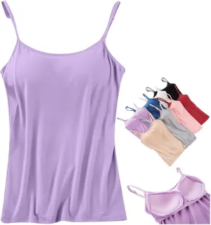 Curvachic - Loose-Fitting Tank Top with Built-in Bra, Womens Camisole Tank Top, Loose Fit Camisole Adjustable Strap