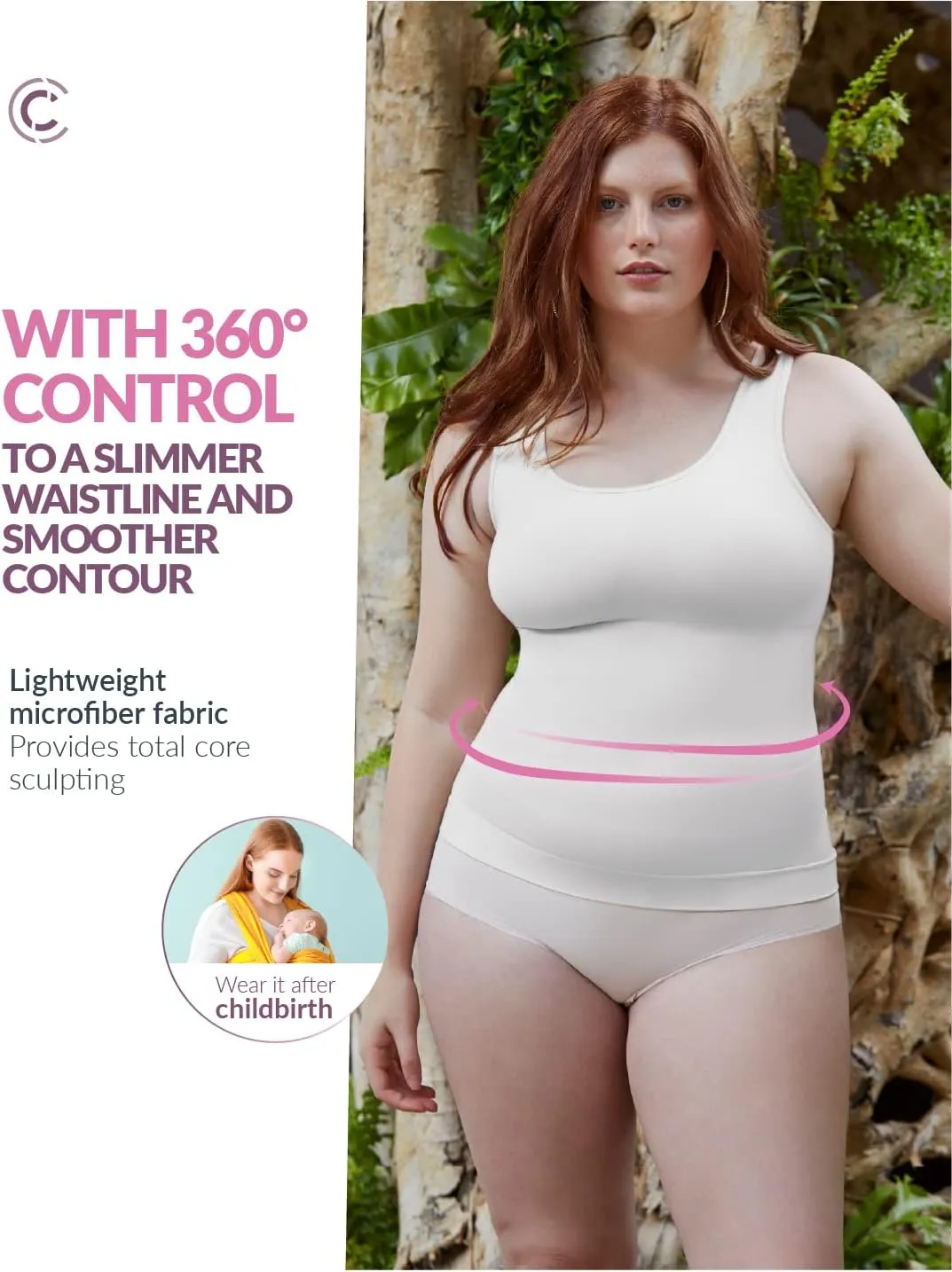 CURVEEZ Women's Shapewear Tank Top - Tummy Control Camisole - Seamless Body Shaper - Compression Top for Stomach Fupa Control