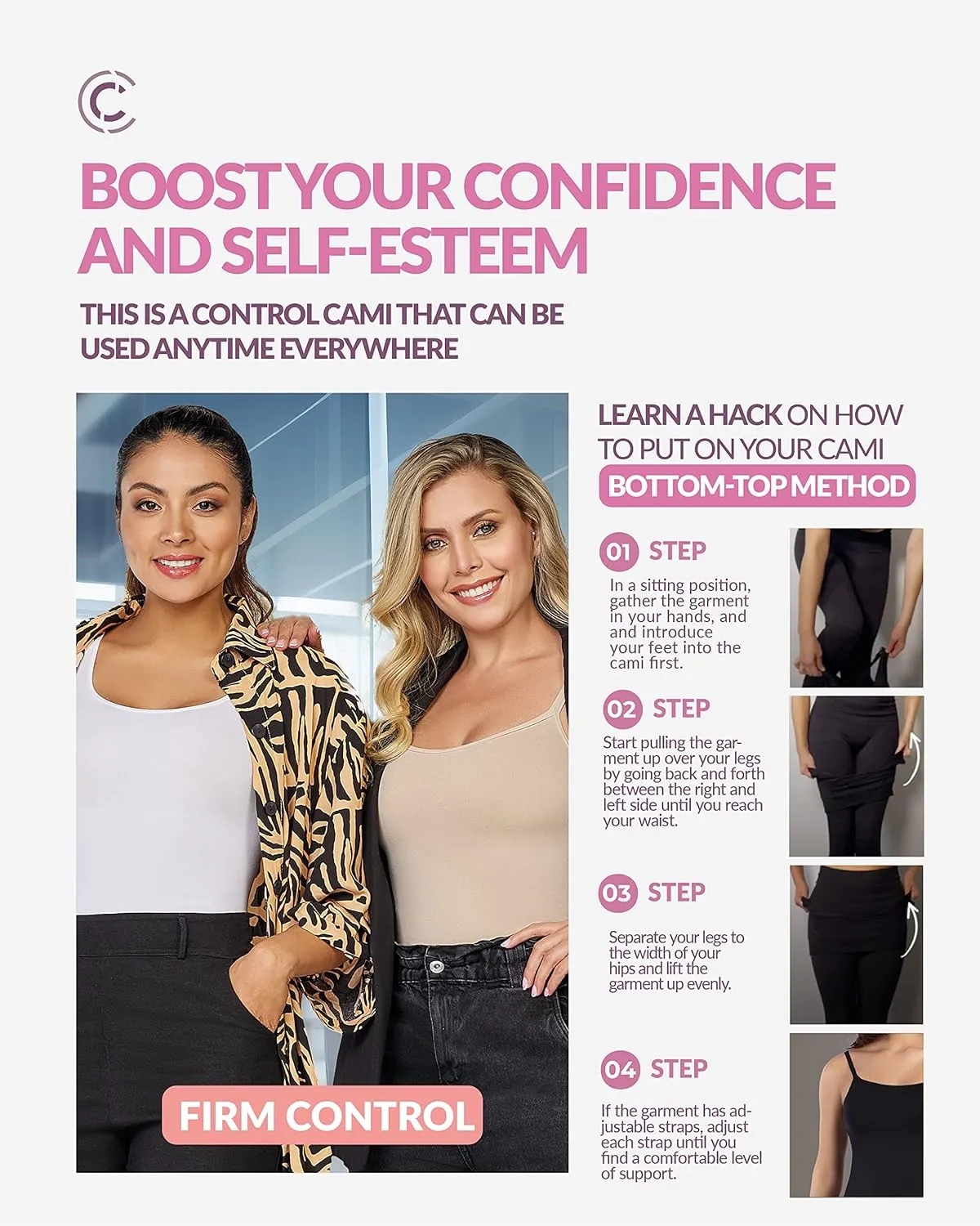 CURVEEZ Women's Shapewear Tank Top - Tummy Control Camisole - Seamless Body Shaper - Compression Top for Stomach Fupa Control