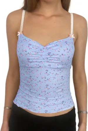 Cute Camisole for Women Y2k Spaghetti Strap V Neck Fitted Tank Top Preppy Button Front Sleeveless Crop Top