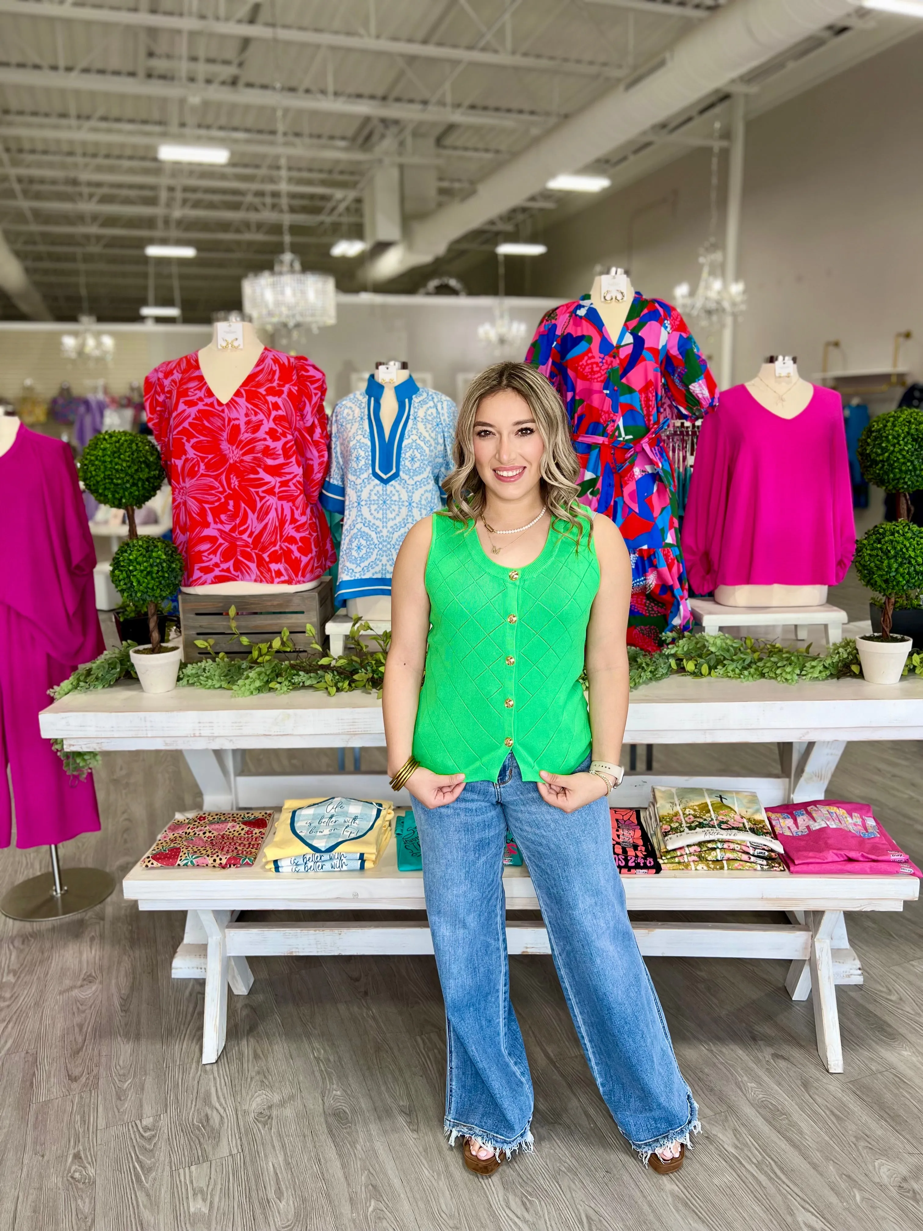 DALIA GREEN VEST TOP