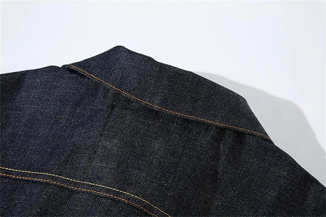 Denim Trucker Jacket Red Selvedge Jeans Clothes Japanese Retro Overalls Cowboy Coat