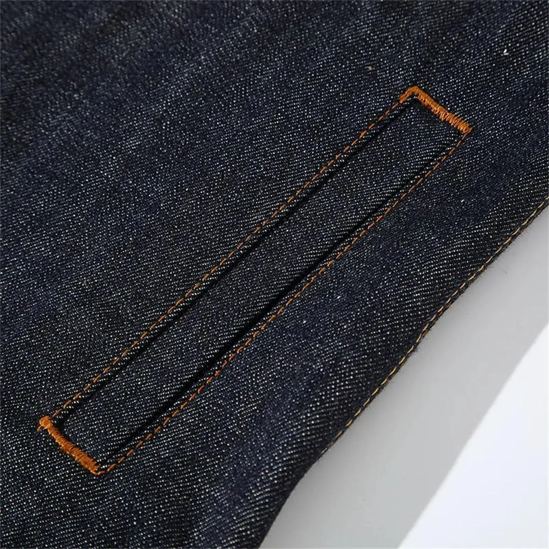 Denim Trucker Jacket Red Selvedge Jeans Clothes Japanese Retro Overalls Cowboy Coat