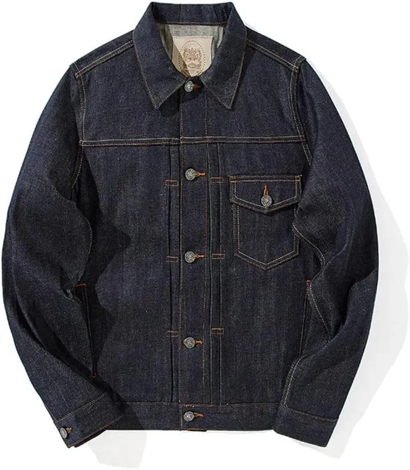 Denim Trucker Jacket Red Selvedge Jeans Clothes Japanese Retro Overalls Cowboy Coat