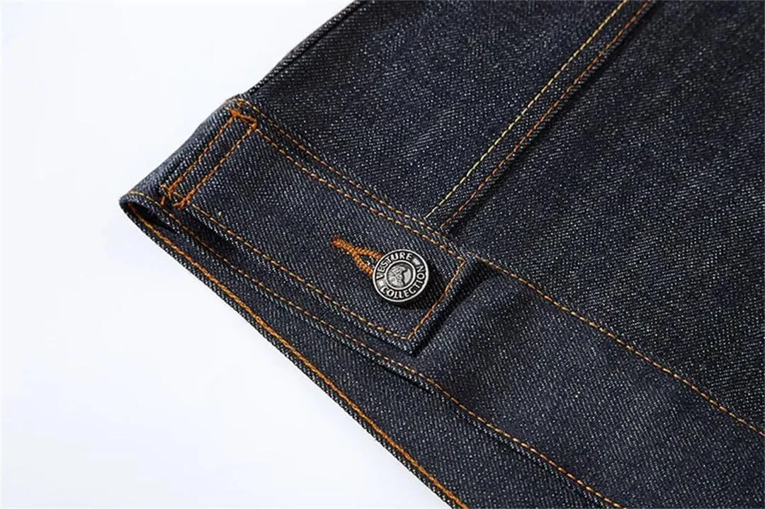 Denim Trucker Jacket Red Selvedge Jeans Clothes Japanese Retro Overalls Cowboy Coat