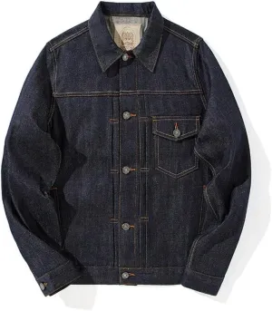 Denim Trucker Jacket Red Selvedge Jeans Clothes Japanese Retro Overalls Cowboy Coat