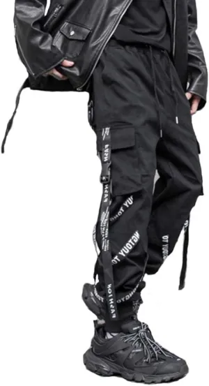 DUDHUH Cargo Pants for Men Techwear Hip Hop Harem Pants Streetwear Fashion Mens Tactical Track Jogger Pants