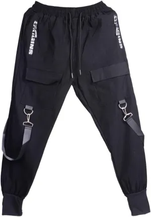 DuDubaby High Waisted Yoga Pants Men's Pockets Pencil Pants Hip Hop Patchwork Sweatpants Mens Pants Slim Fit