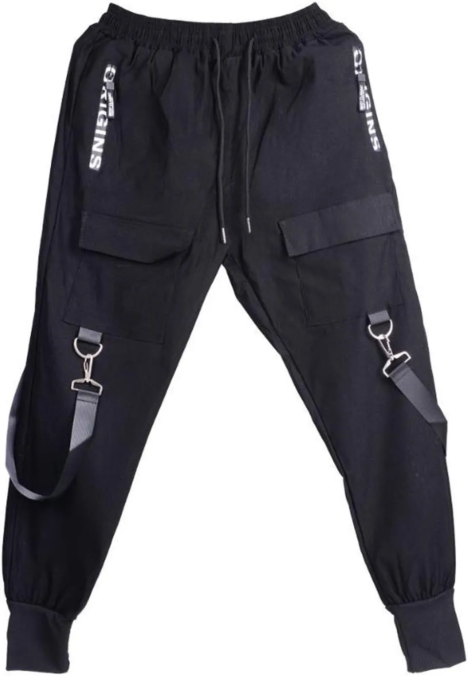 DuDubaby High Waisted Yoga Pants Men's Pockets Pencil Pants Hip Hop Patchwork Sweatpants Mens Pants Slim Fit
