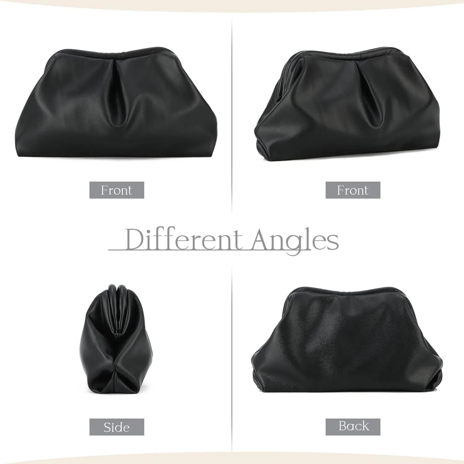 Dumpling Clutch Purse for Women Ruched Purse Bag Chic Soft Pleated Evening Handbag for Formal Wedding Party