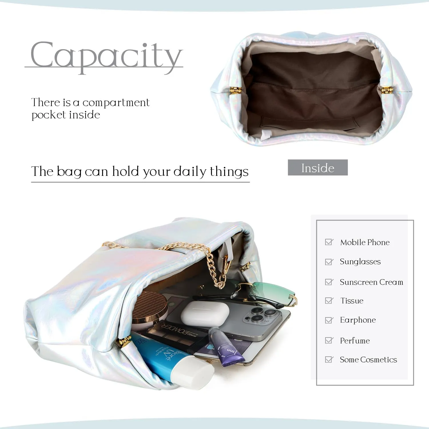 Dumpling Clutch Purse for Women Ruched Purse Bag Chic Soft Pleated Evening Handbag for Formal Wedding Party