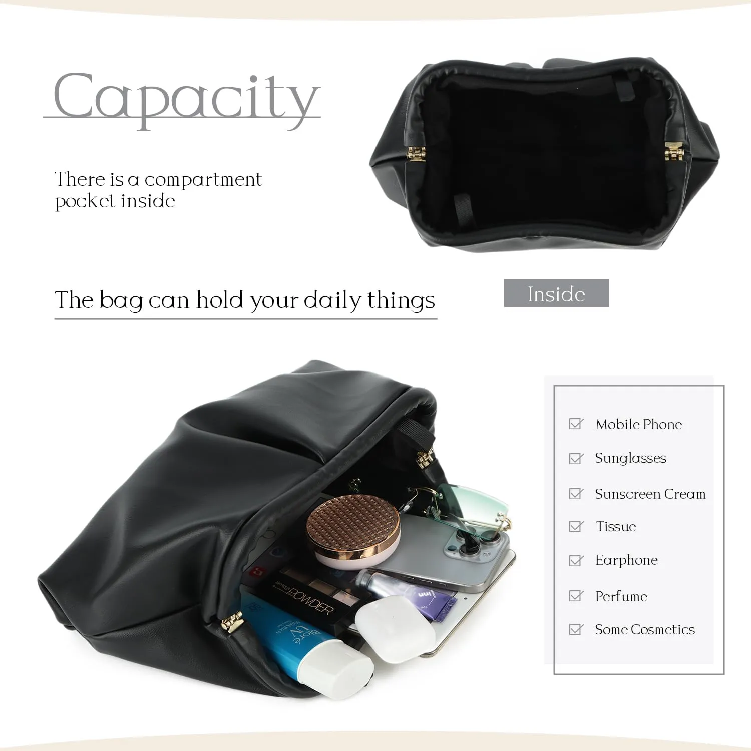 Dumpling Clutch Purse for Women Ruched Purse Bag Chic Soft Pleated Evening Handbag for Formal Wedding Party