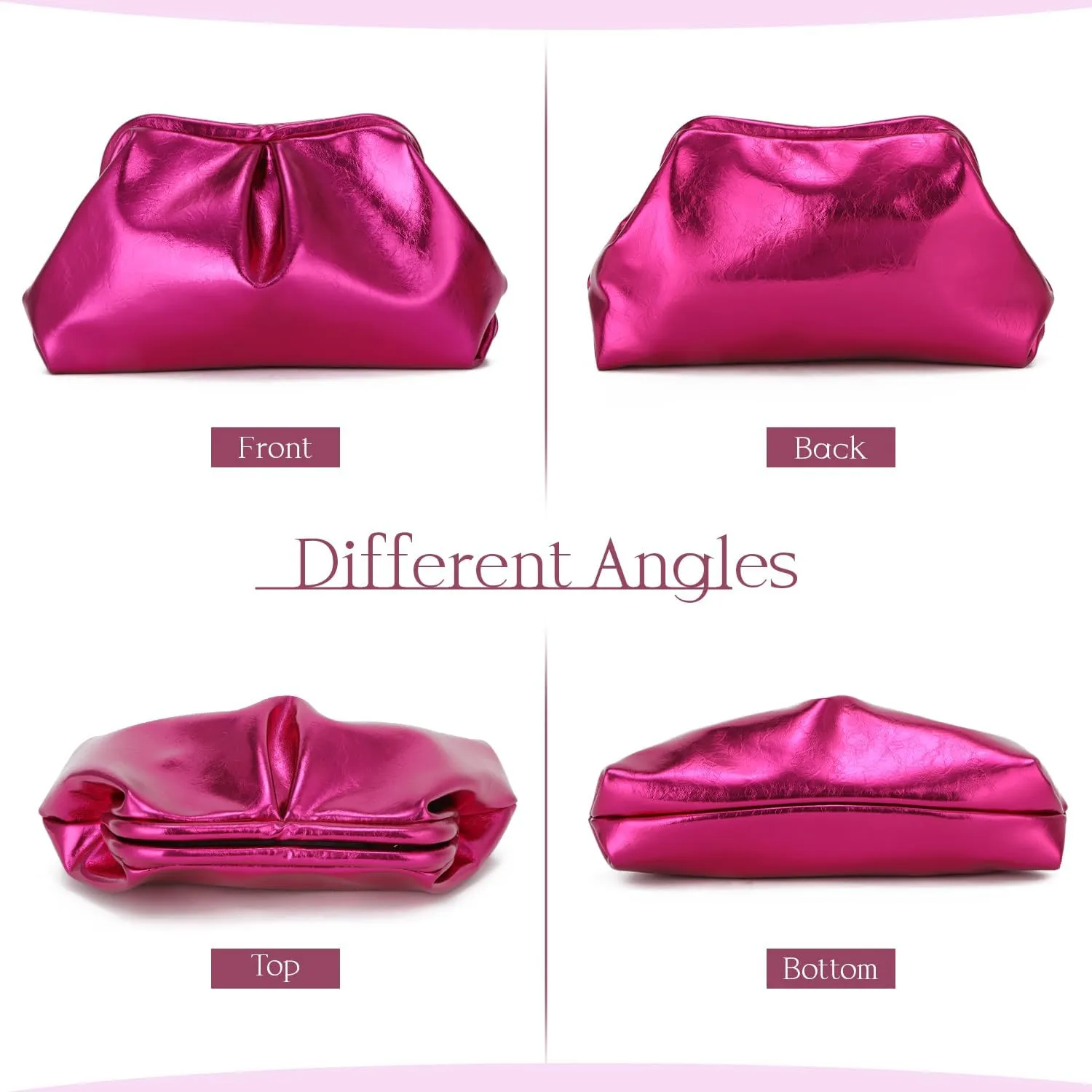 Dumpling Clutch Purse for Women Ruched Purse Bag Chic Soft Pleated Evening Handbag for Formal Wedding Party