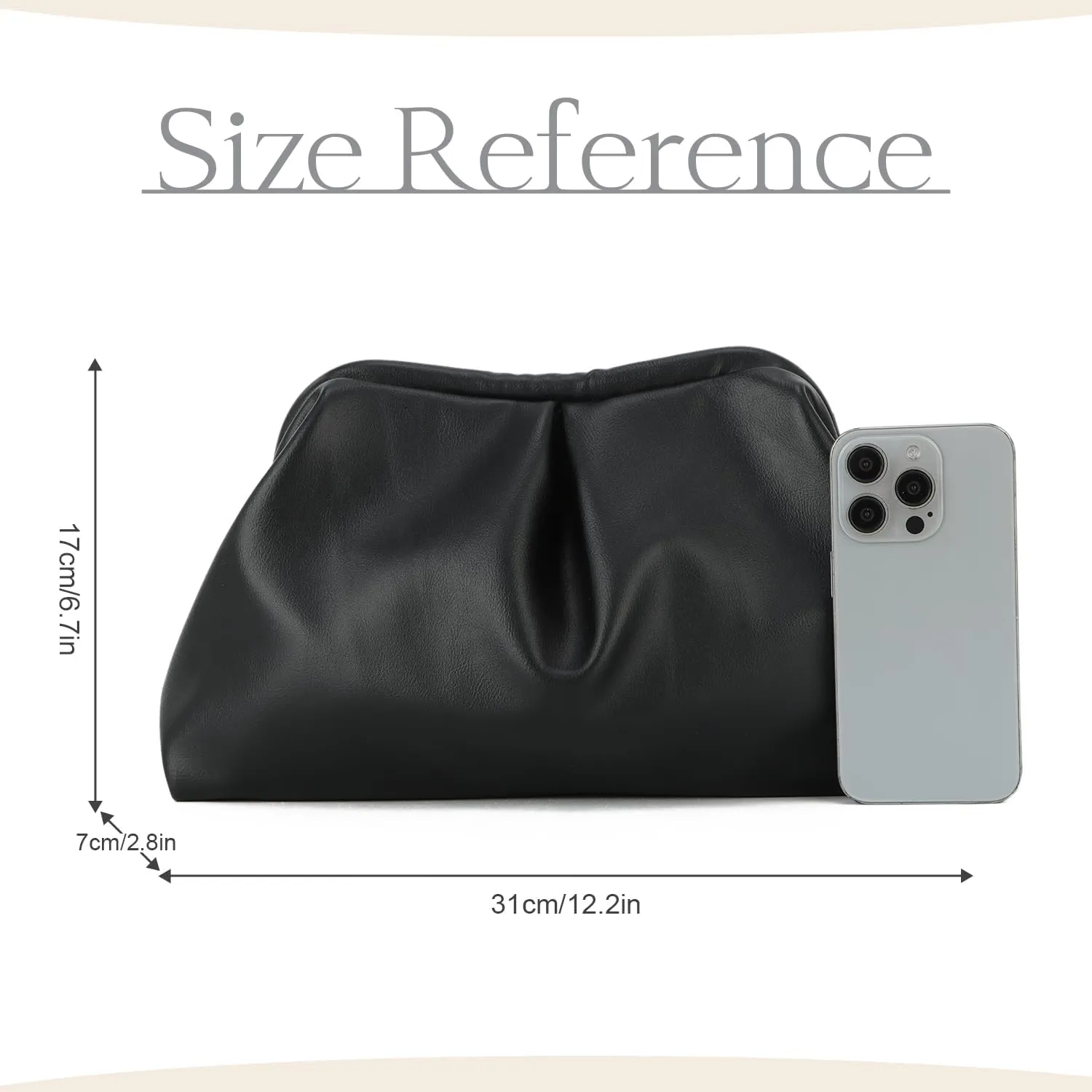 Dumpling Clutch Purse for Women Ruched Purse Bag Chic Soft Pleated Evening Handbag for Formal Wedding Party