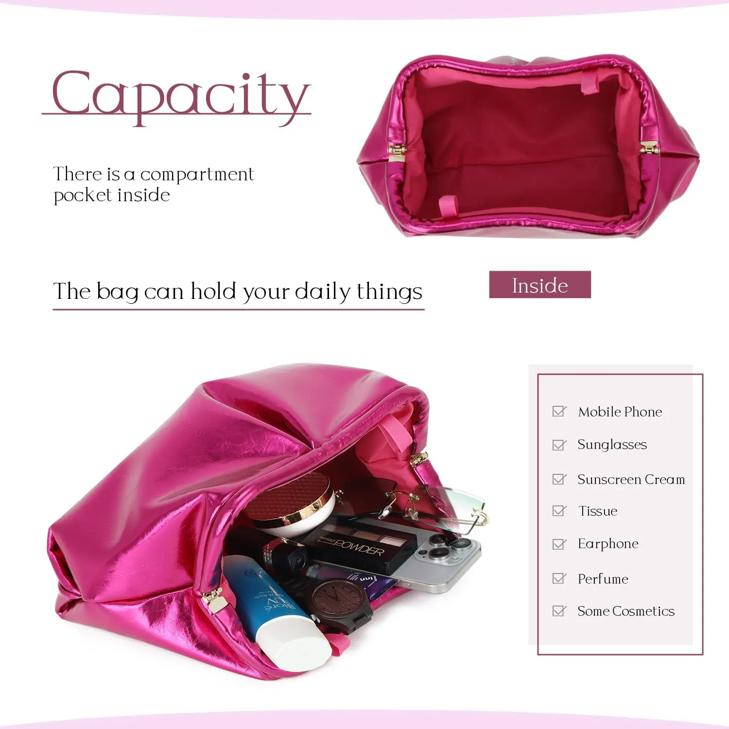 Dumpling Clutch Purse for Women Ruched Purse Bag Chic Soft Pleated Evening Handbag for Formal Wedding Party
