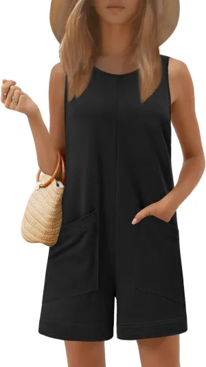 Ekouaer Womens Romper Summer Sleeveless Jumpsuit Casual Short Overalls with Pocket 2025