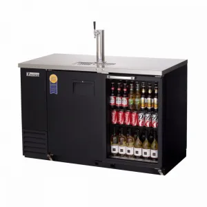 Everest EBD2-BBG-24 57-3/4" Black Two Section Solid/Glass Door Back Bar/Direct Draw Keg Refrigerator