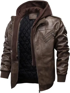 Faux Leather Jacket Men,Bomber Motorcycle Jacket Coats Zipper Slim Sherpa Lined Winter Warm Outwear with Pocket
