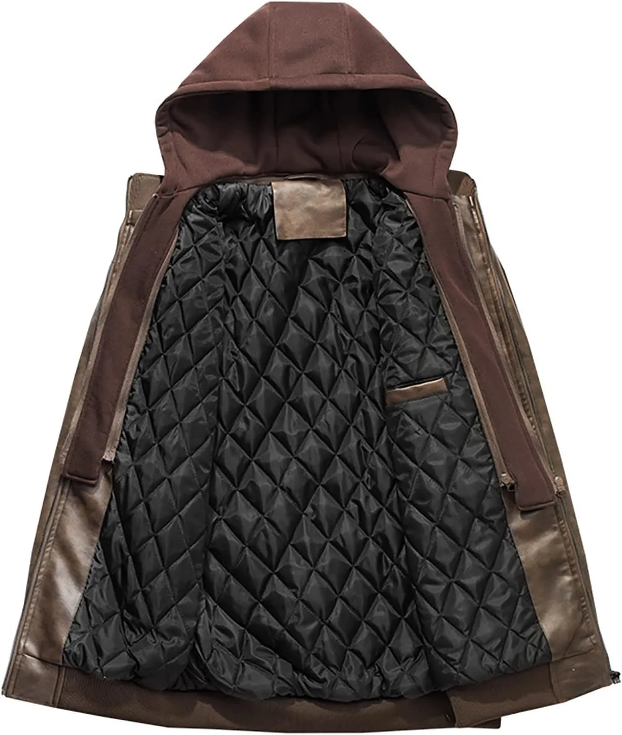 Faux Leather Jacket Men,Bomber Motorcycle Jacket Coats Zipper Slim Sherpa Lined Winter Warm Outwear with Pocket