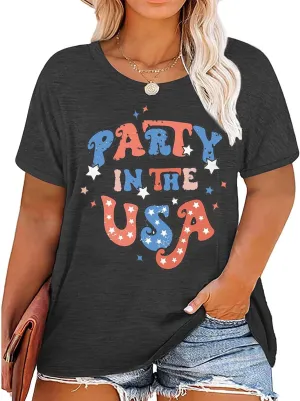FCHICH Plus Size We The People 1776 Tshirt Women American Flag Graphic Patriotic Tees Casual Short Sleeve 4th of July Shirt