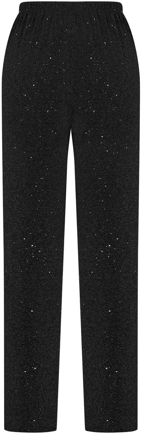 Firzero Black Leggings Women Dressy Sequin Bling Legging Joggers Elastic High Waist Pencil Pants Sparkly Skinny Trousers