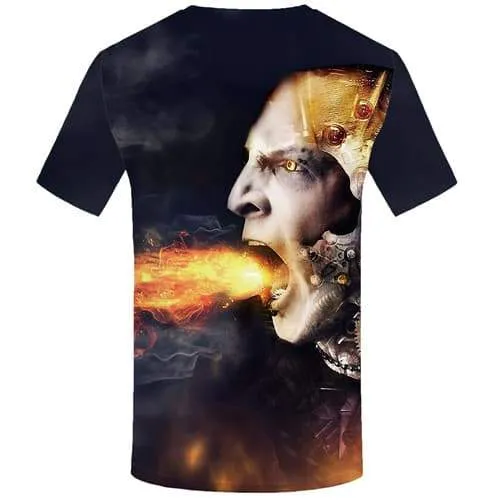 Flame T-shirt Men Skull T-shirts Graphic Metal T-shirts 3d Mechanical Tshirt Printed War T shirts Funny Short Sleeve T shirts