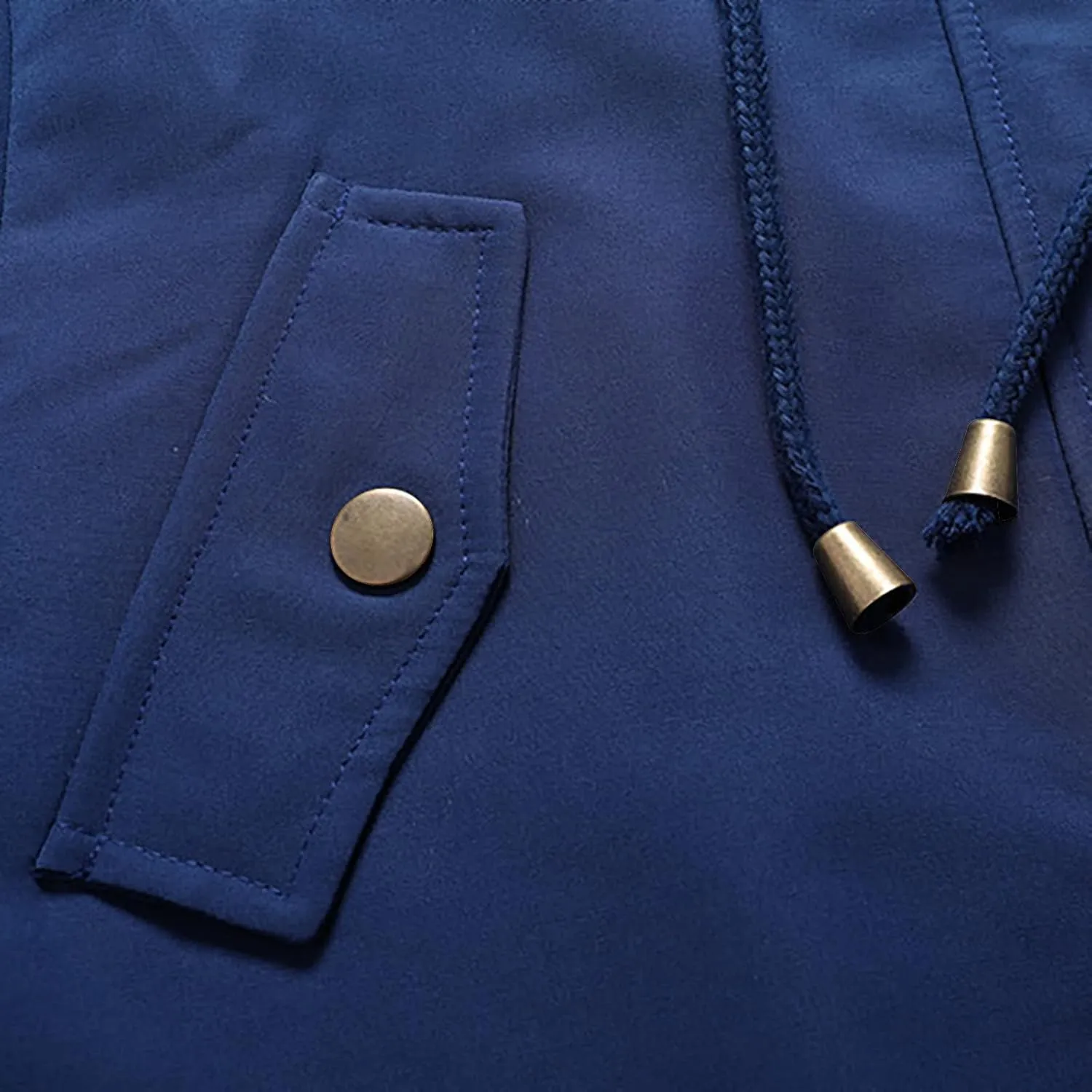 Fleece Lined Winter Jacket Women Drawstring Waist Jacket Hooded Down Coat Plus Size Warm Jacket Military Anorak Jacket