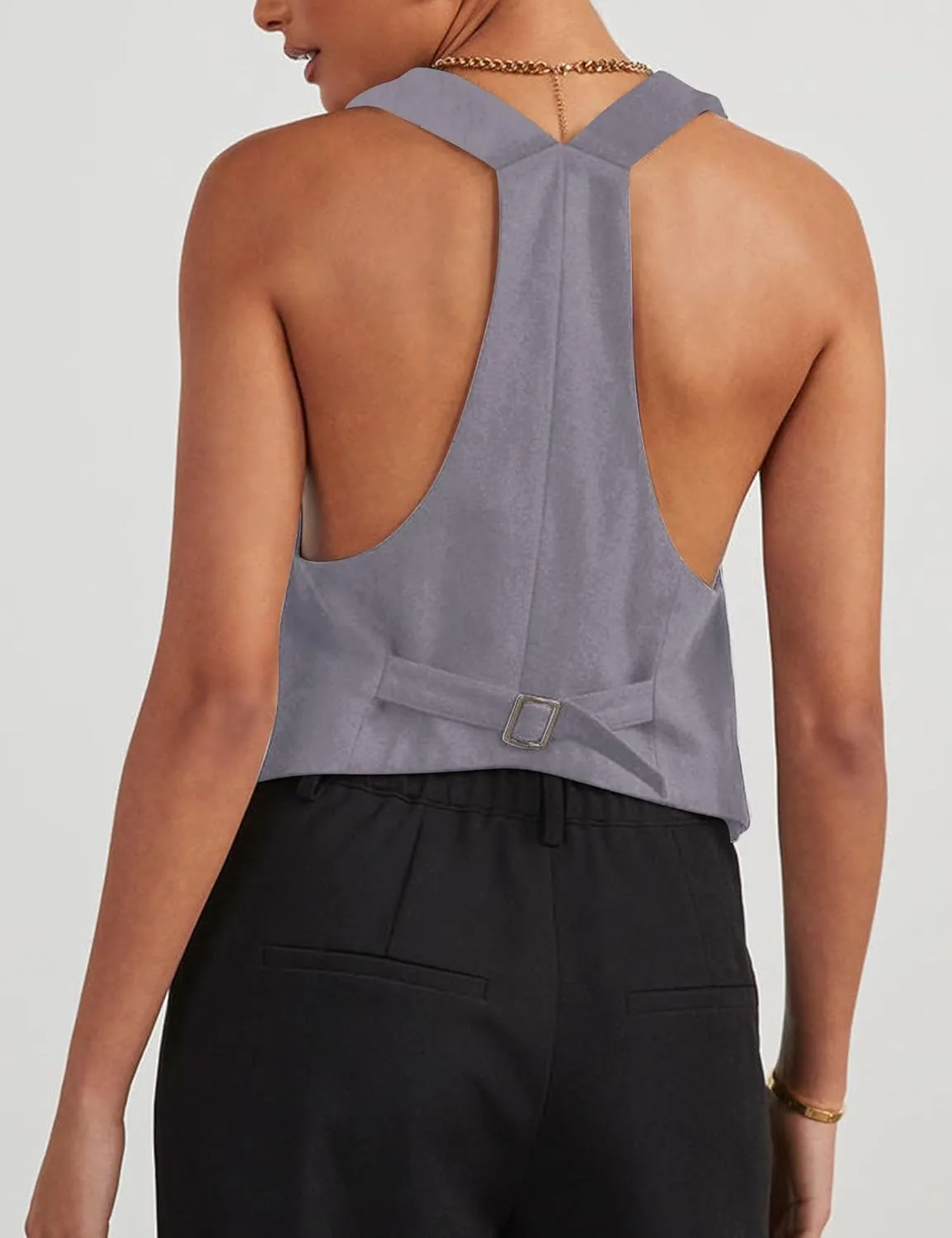 Floral Find Women's Casual Versatile Button Up Sleeveless Vest Sexy V Neck Jacket Waistcoat
