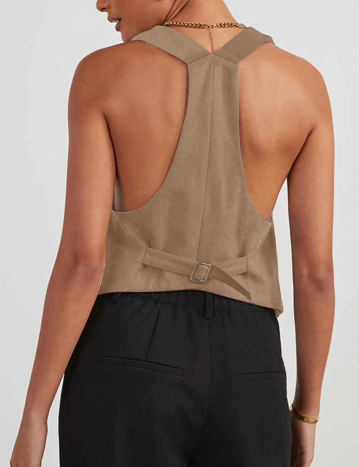 Floral Find Women's Casual Versatile Button Up Sleeveless Vest Sexy V Neck Jacket Waistcoat